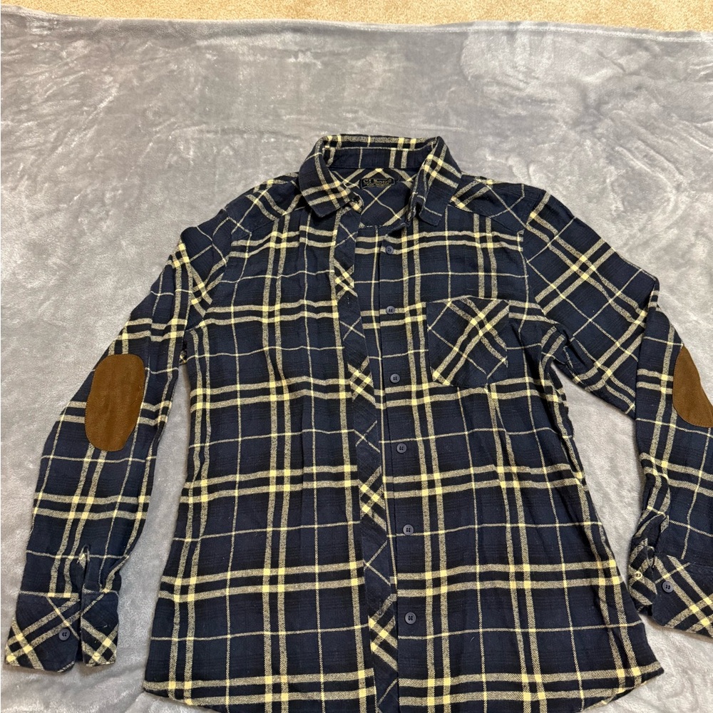 Ci Sono Blue and Yellow Plaid Button Down Shirt
